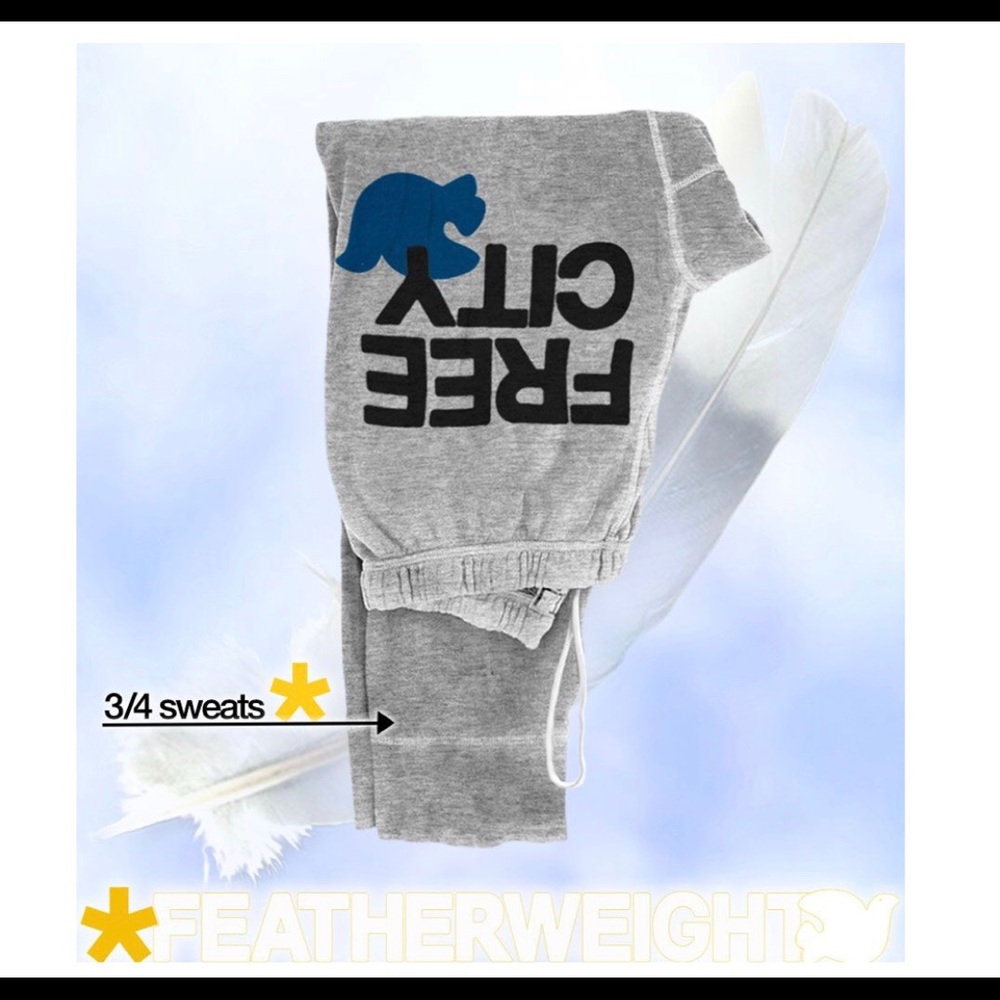 Free City heather grey 3/4 sweats- blue dove